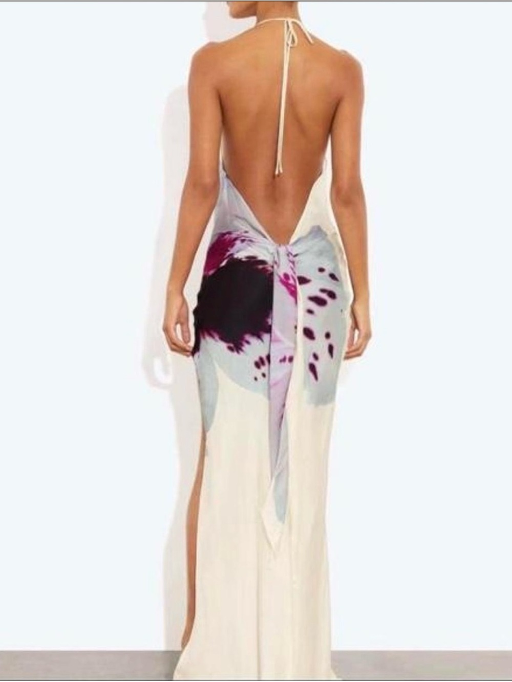 Rat & Boa White Maxi Halter Dress with Purple and Black Tie-Dye - Picture 3 of 3